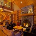 Log Home Living Room with Fireplace